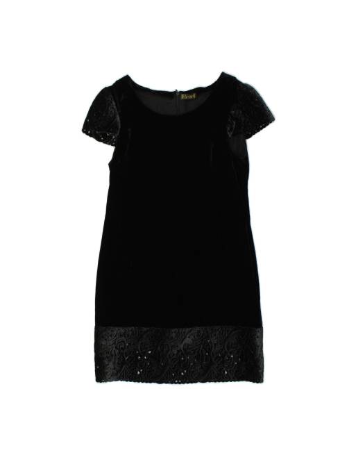 Vintage Velvet Sheath Dress UK 8 Small In Black