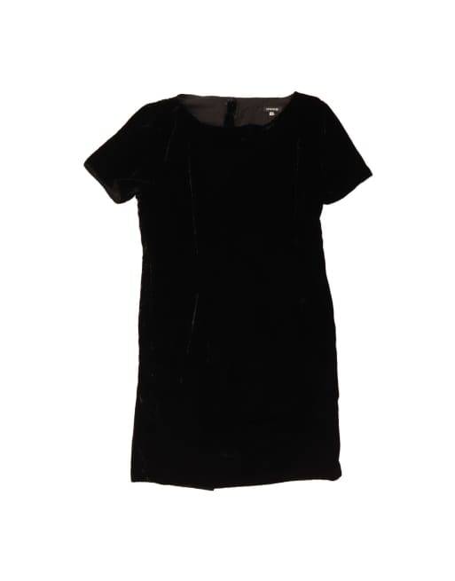 Vintage Velvet Shift Dress UK 18 XL In Black