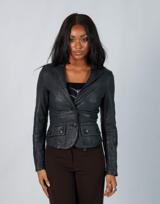 Vintage Venezia S leather jacket in black