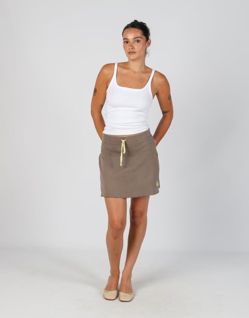 Vintage Venice Beach 6 woven mini skirt in khaki green