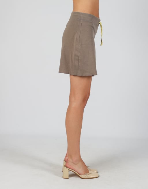 Vintage Venice Beach 6 woven mini skirt in khaki green, 2 of 4