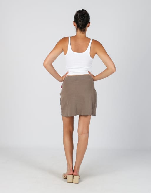 Vintage Venice Beach 6 woven mini skirt in khaki green, 3 of 4