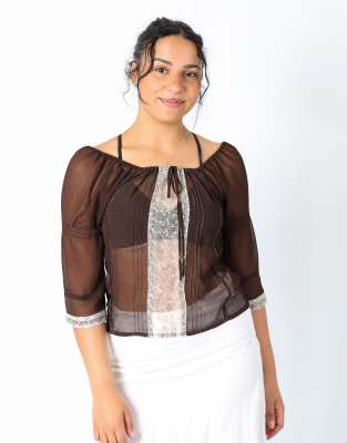 Vintage Vera Moda M mesh top brown | ASOS