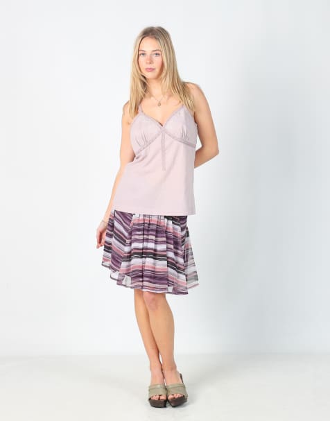 Vintage Vera Moda S woven midi skirt in purple - view 1