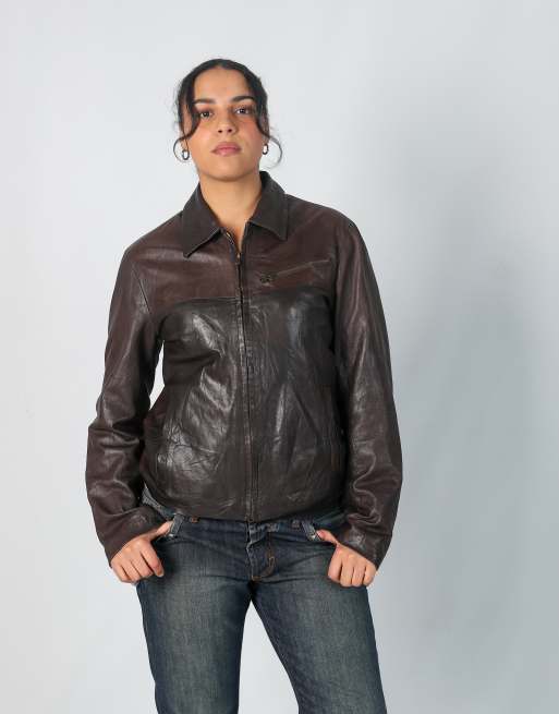 Vintage Vera Pelle L leather jacket in brown