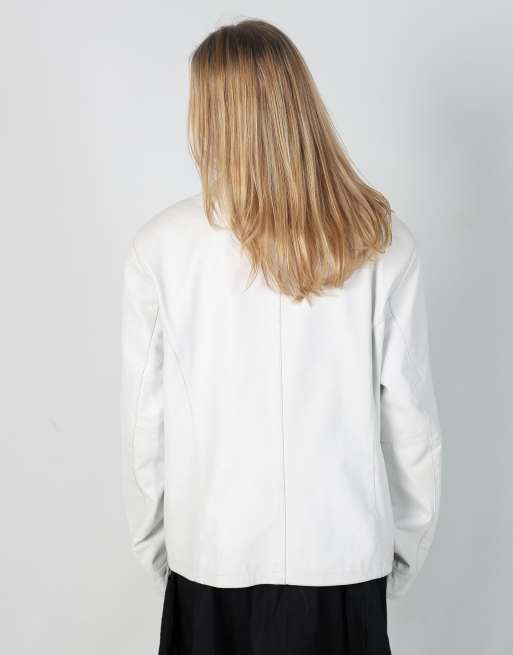 Vintage Vera Pelle L leather jacket in white, 2 of 4