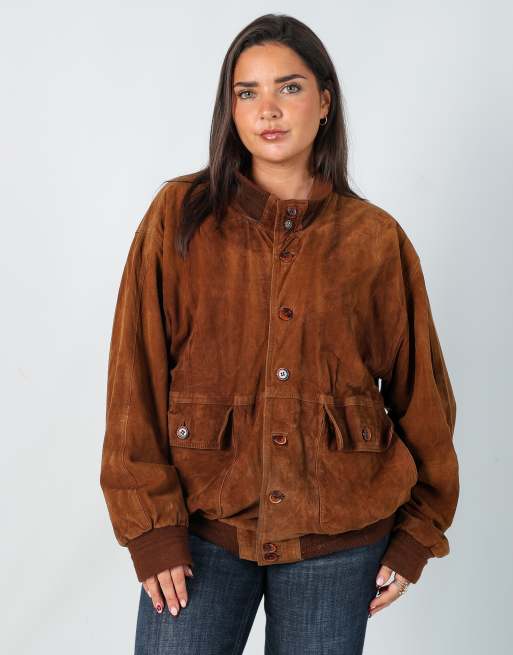 Vintage Vera Pelle M denim jacket in tan