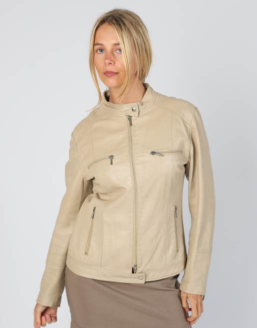 Vintage Vera Pelle M leather jacket in beige