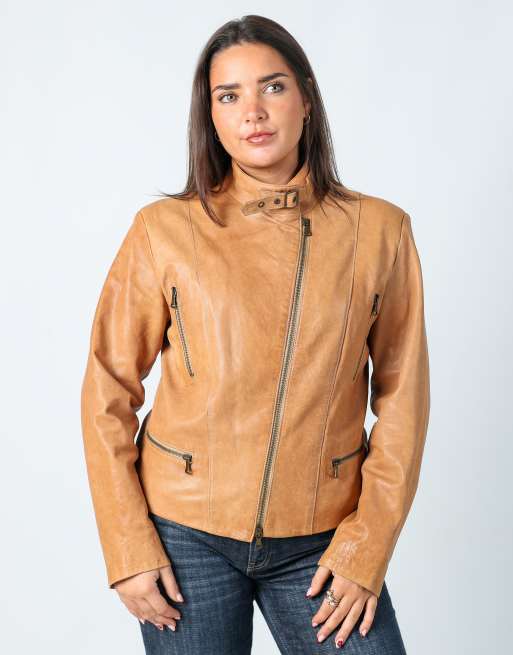 Vintage Vera Pelle M leather jacket in tan