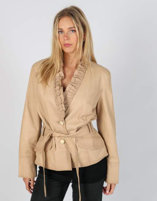 Vintage Vera Pelle M leather jacket in tan, 3 of 4