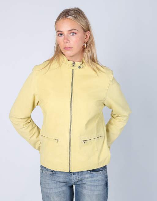 Vintage Vera Pelle M leather jacket in yellow