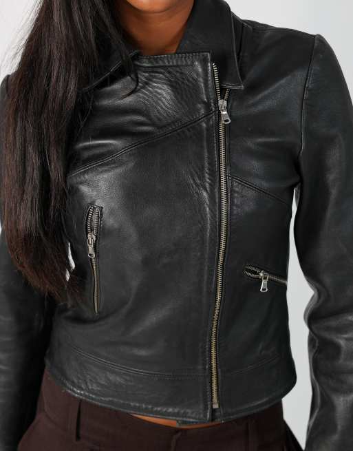 Vintage Vera Pelle S leather jacket in black | ASOS