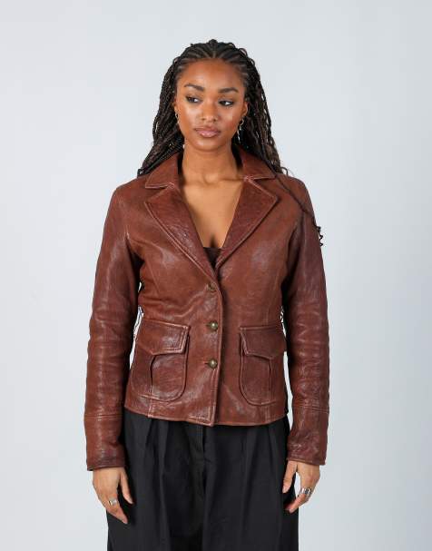 Vintage Vera Pelle S leather jacket in brown - view 1