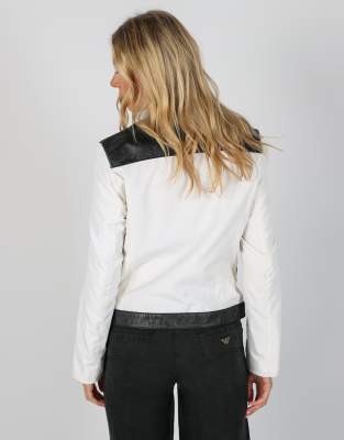 Vintage Vera Pelle S leather jacket in ivory | ASOS