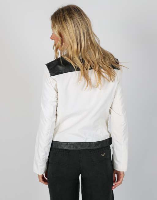ジャケット・アウター Vera Pelle white leather jacket Vintage Vera Pelle S leather jacket in ivory | ASOS