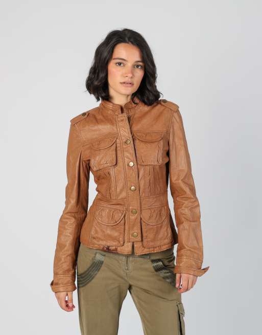 Vintage Vera Pelle S leather jacket in tan, 3 of 4