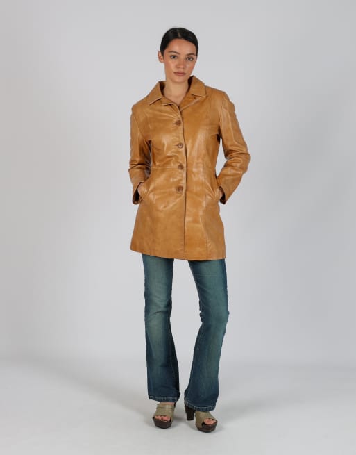 Vintage Vera Pelle S leather jacket in tan