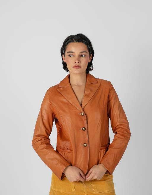 Vintage Vera Pelle S leather jacket in tan, 1 of 4