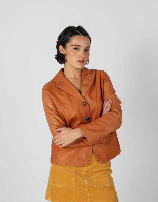 Vintage Vera Pelle S leather jacket in tan, 3 of 4