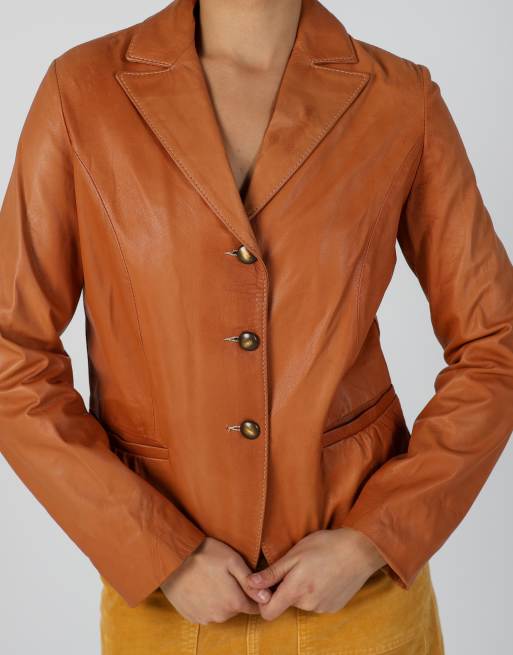 Vintage Vera Pelle S leather jacket in tan, 4 of 4
