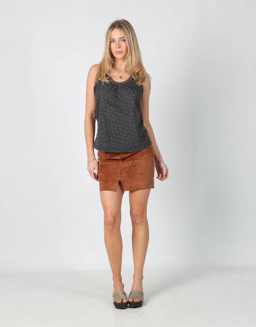 Vintage Vera Pelle XS leather mini skirt in brown