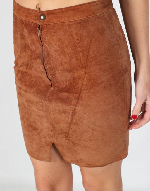 Vintage Vera Pelle XS leather mini skirt in brown, 4 of 4