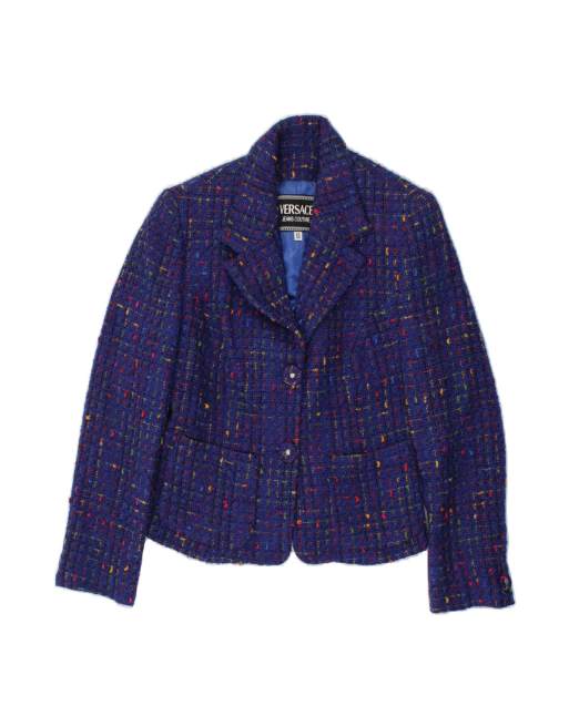 Vintage Versace 2 Button Blazer Jacket EU 40 Medium In Blue Check