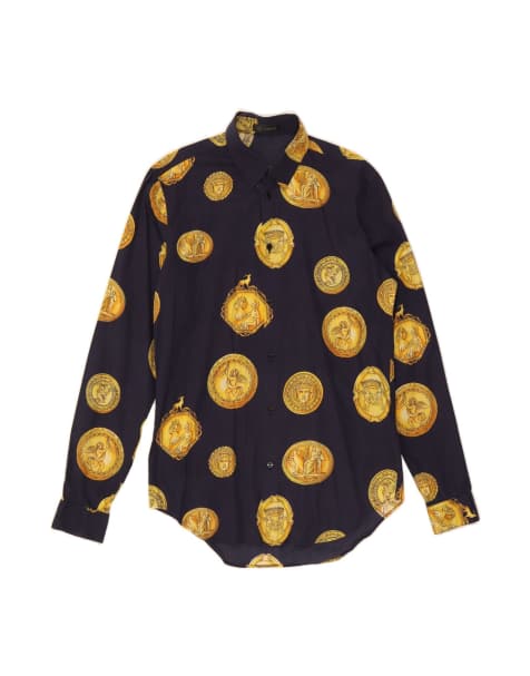 Vintage Versace Abstract Pattern Shirt Medium In Blue - view 1