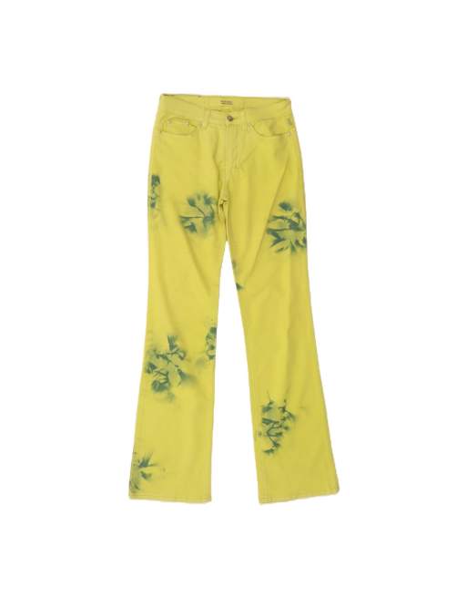 Vintage Versace Bootcut Casual Trousers It 40 Small W26 L31 In Green Floral