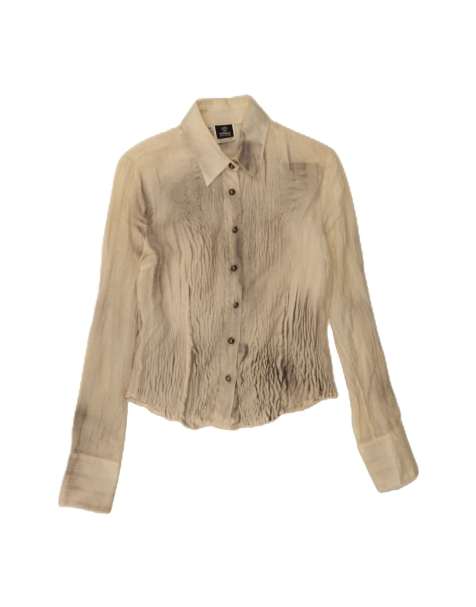 Vintage Versace Crop Shirt UK 12 Medium In Grey Tie Dye - view 1