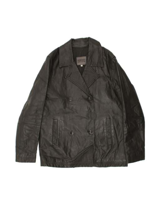Vintage Versace Double Breasted Jacket UK 10 Small In Black
