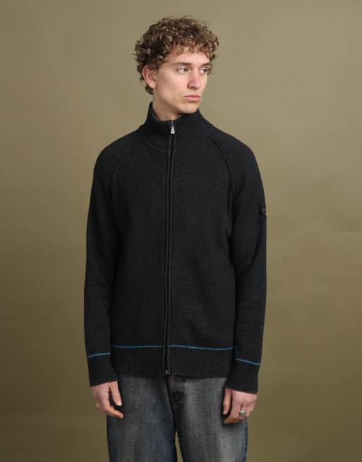 Vintage Versace Full Zip Jumper size L in Charcoal Grey, 1 of 5