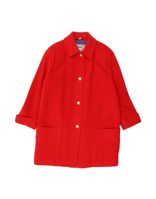 Vintage Versace Overcoat EU 40 Medium In Red Wool Classic