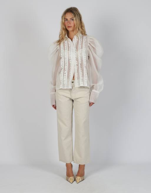 Vintage Versace S bootcut jeans in cream