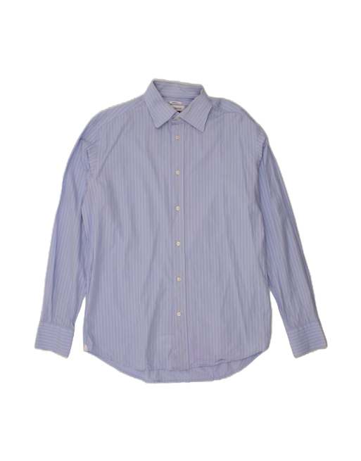 Vintage Versace Shirt Size 17 42 XL In Blue Striped