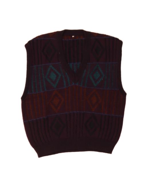 Vintage Vest Tank Top It 56 XL In Burgundy Argyle/diamond