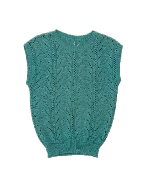 Vintage Vest Tank Top UK 10 Small In Turquoise
