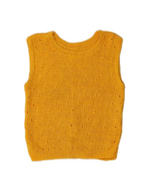 Vintage Vest Tank Top UK 10 Small In Yellow