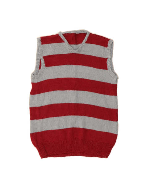 Vintage Vest Tank Top UK 14 Large In Burgundy Striped - view 1