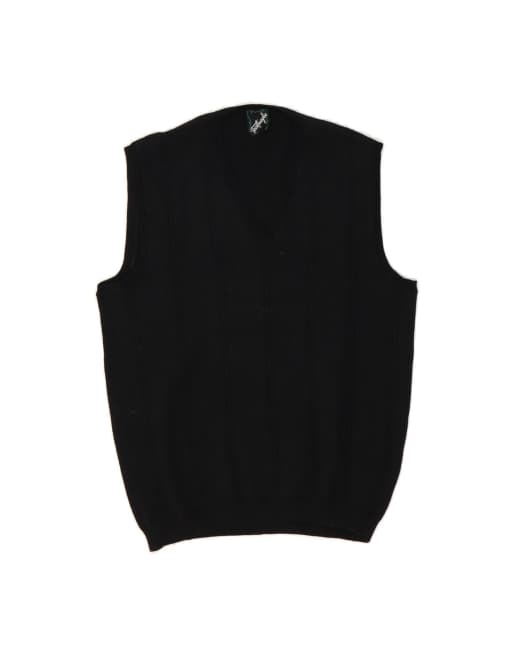 Vintage Vest Tank Top UK 14 Medium In Black