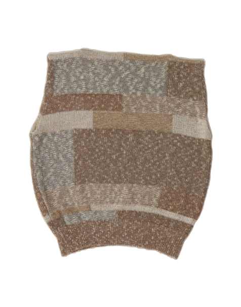 Vintage Vest Tank Top UK 14 Medium In Brown Colourblock - view 2