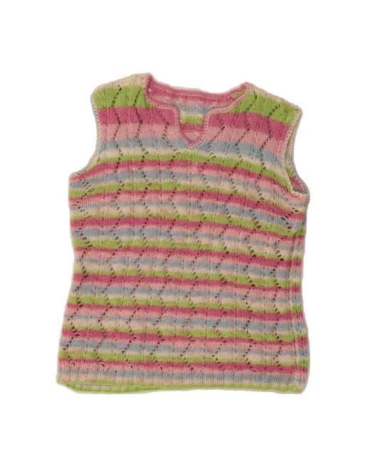 Vintage Vest Tank Top UK 16 Large In Multicoloured Striped