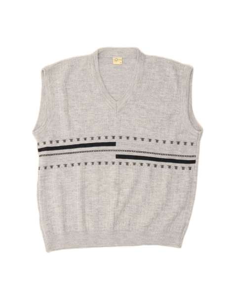 Vintage Vest Tank Top XL In Grey Striped - view 1