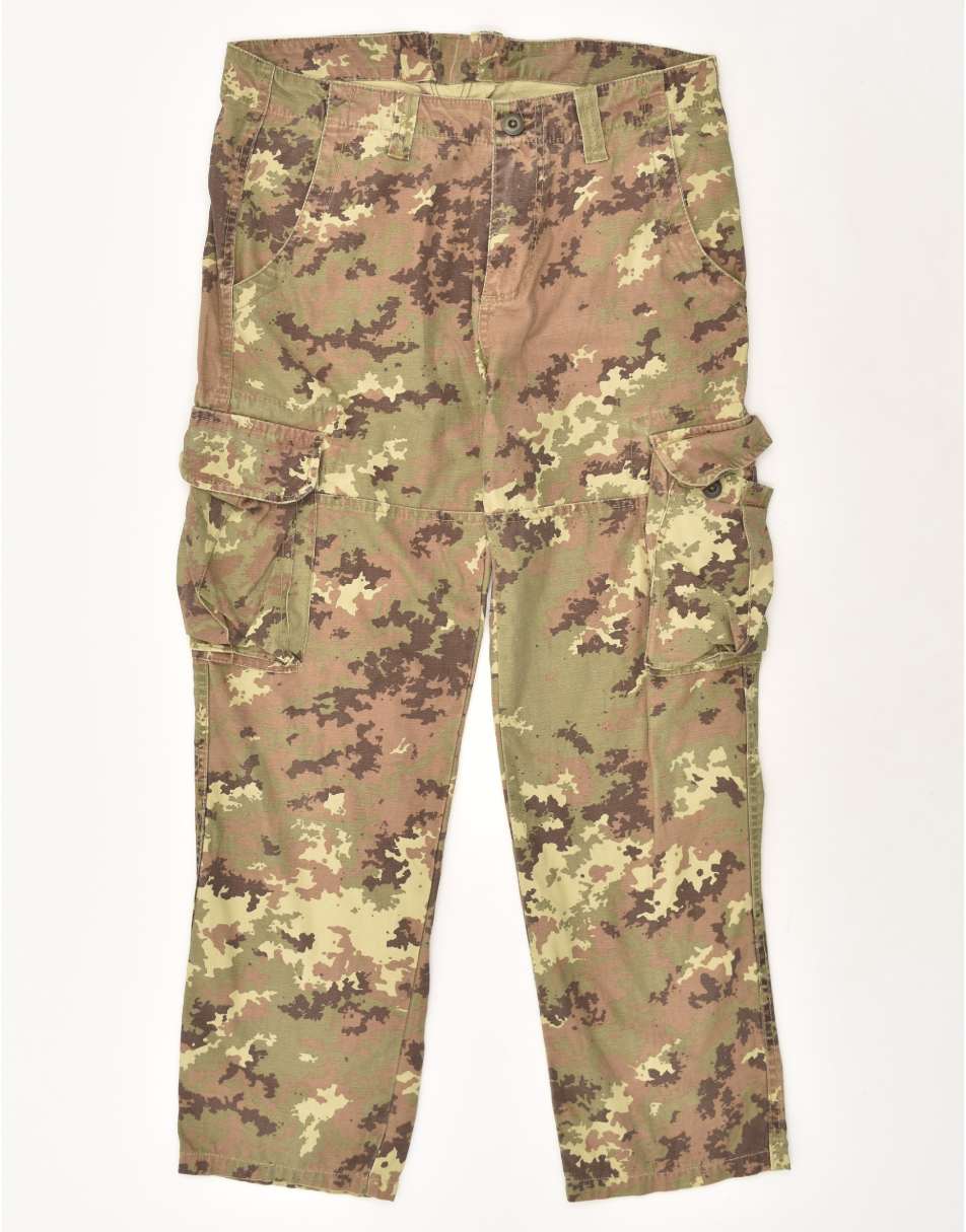 Vintage Vintage Size L Camouflage Straight Cargo Trousers in Khaki