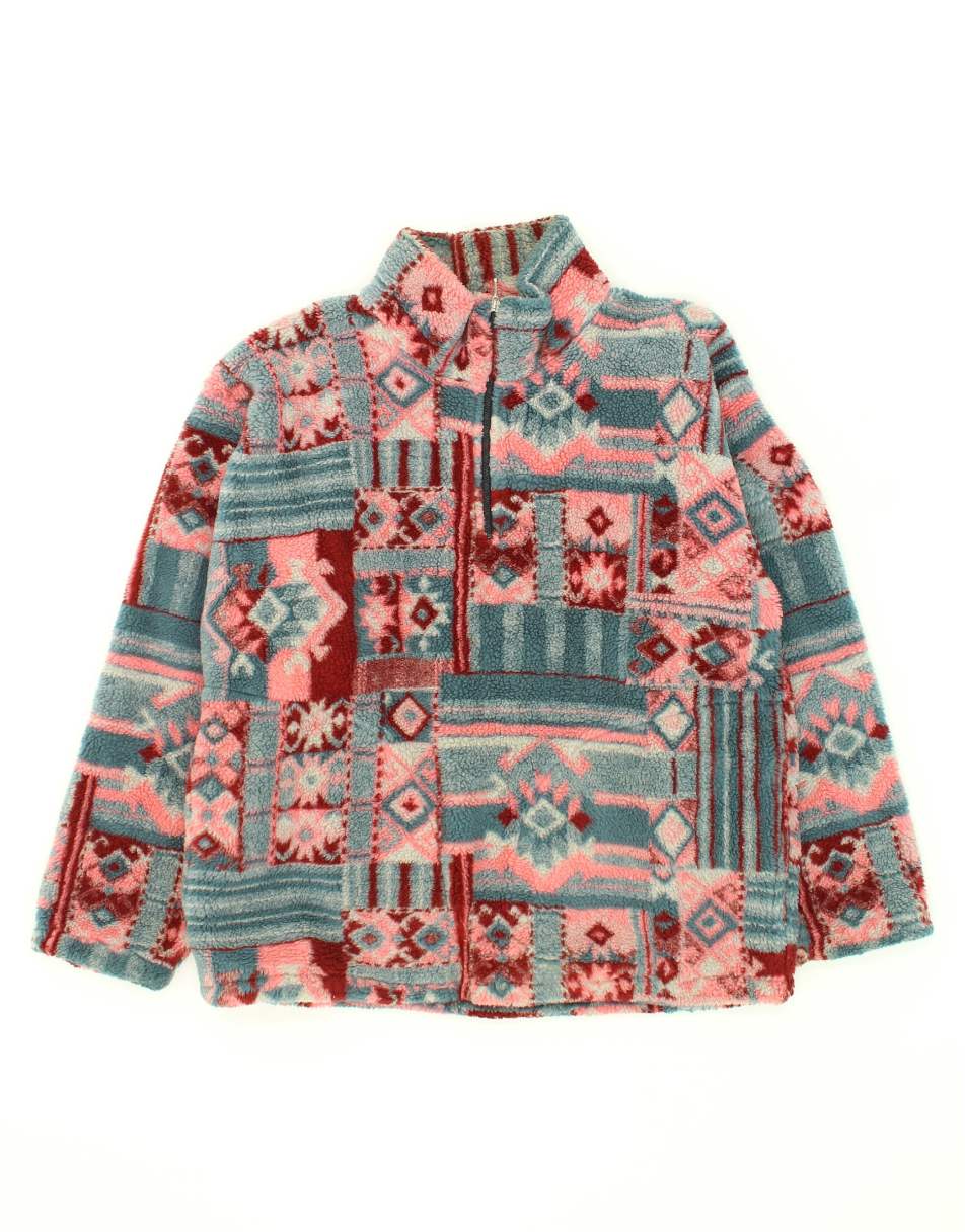 Vintage Vintage Size XL Patchwork Zip Neck Fleece Jumper in Multicoloured