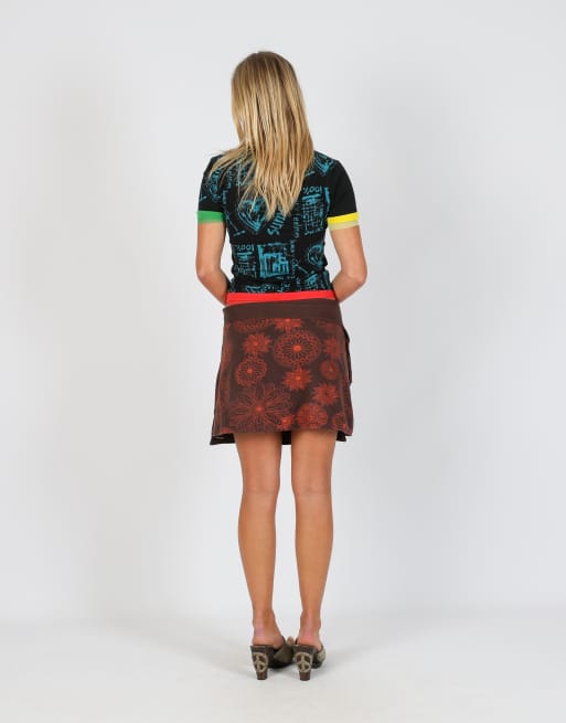 Vintage Vishes M woven midi skirt in brown, 3 of 4