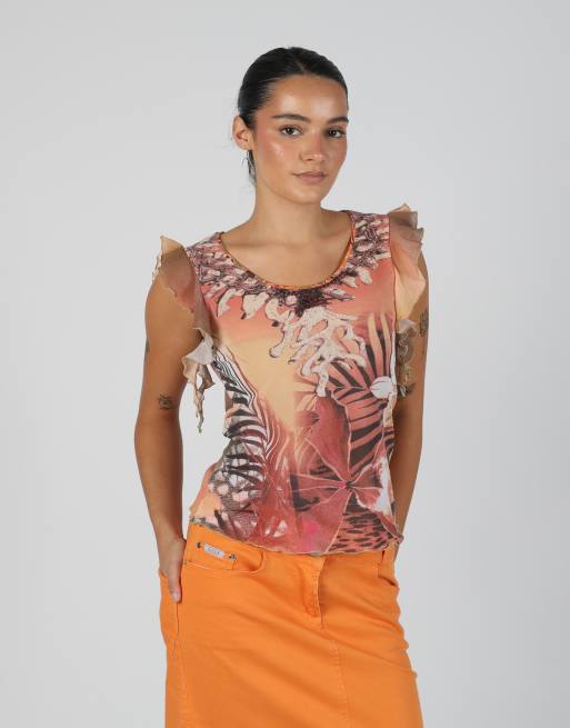 Vintage Volpato S woven top in coral, 3 of 4