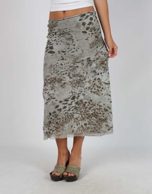 Vintage Votrenom M printed woven midi skirt in grey, 2 of 4