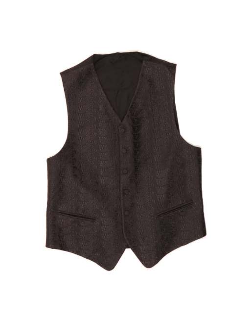 Vintage Waistcoat Medium In Black Striped
