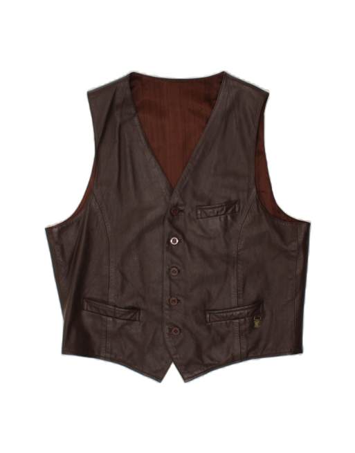 Vintage Waistcoat Medium In Brown